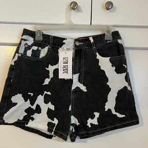 12th Tribe midland cow print shorts